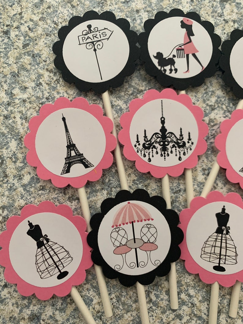 Paris Birthday Paris Cupcake Toppers Paris Party Paris Etsy
