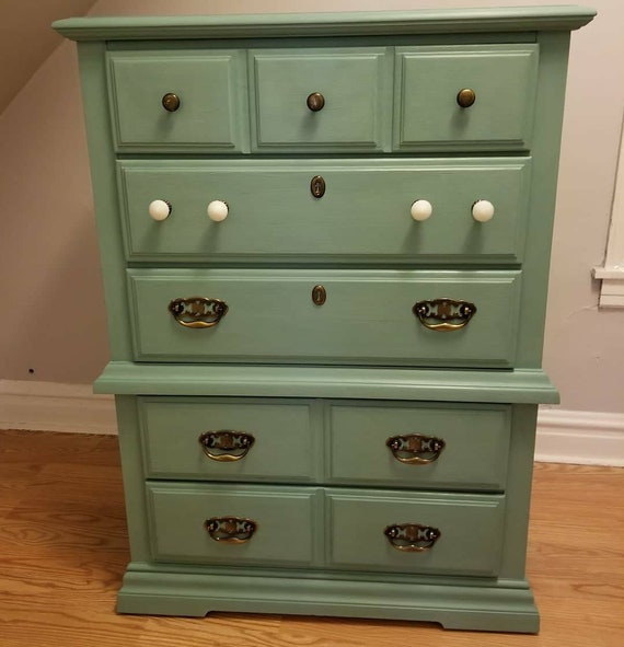 Sold Vintage Dresser Refurbished In A Beautiful Light Green Etsy