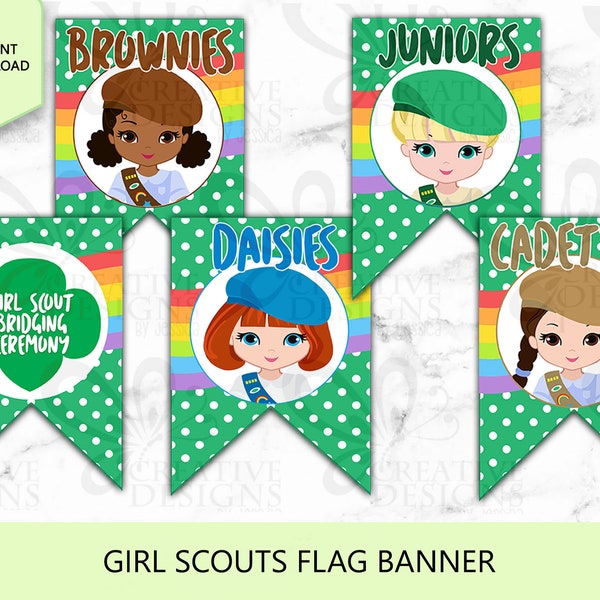 Girl Scout Flag Banner Bridging Ceremony INSTANT DOWNLOAD