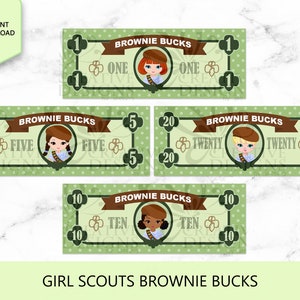 Girl Scout Brownie Bucks - Printable INSTANT DOWNLOAD
