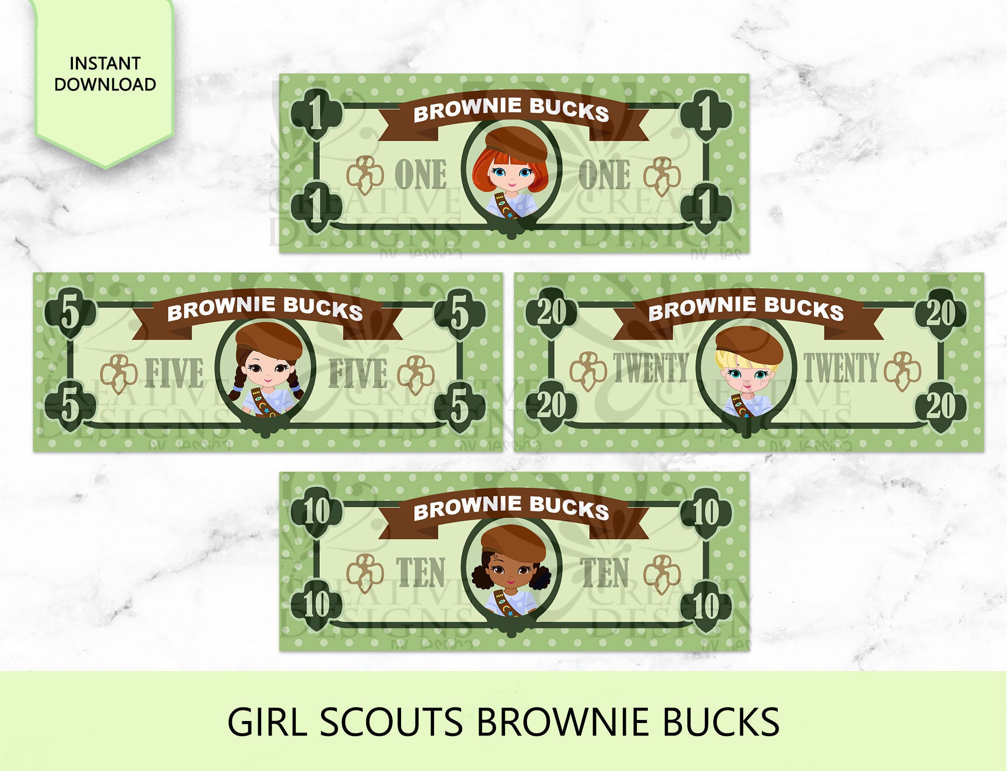 Girl Scout Brownie Bucks Printable INSTANT DOWNLOAD - Etsy UK