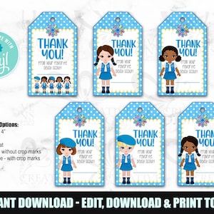Girl Scout Daisy Thank you Tags - INSTANT DOWNLOAD - Editable File