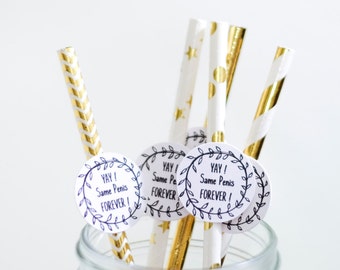 Penis Straws Set of 10 YAY Same Penis Forever/ Gold Paper Straws/ Bachelorette Party Straws/ Penis Decor/ Bachelorette Party ideas