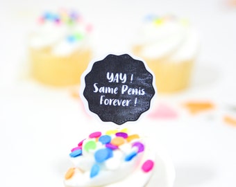 Bachelorette Party Decorations | Same Penis Forever Cupcake Toppers Set of 12 | Bachelorette Party Cupcake Toppers | Penis Cupcake Toppers