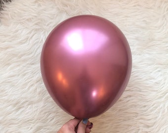 Mauve Chrome Balloons/ Bachelorette Party Balloons/ Burgundy Party Decorations/ Metallic Balloons/ Bridal Shower/ Mermaid Balloons