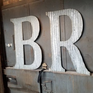 36" Old Barn Tin, Corrugated Metal ALPHABET or NUMBER Sign