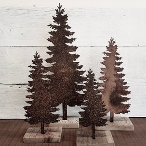 Rusty Metal Evergreen Tree Stand - Available in Multiple Sizes