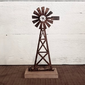 Farmhouse Rusted Metal Windmill Stand