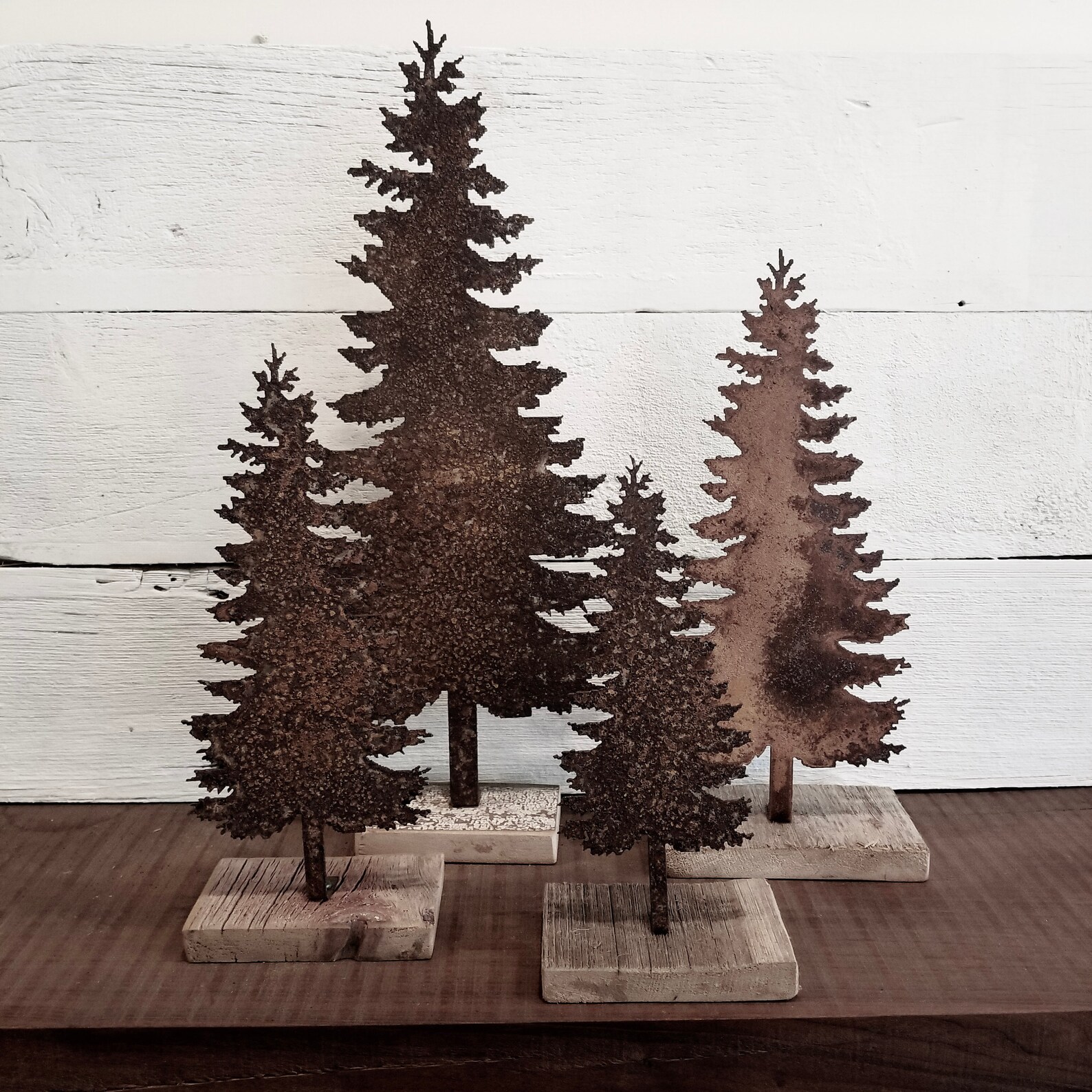 Rusty Metal Evergreen Tree Stand Available in Multiple Sizes Etsy
