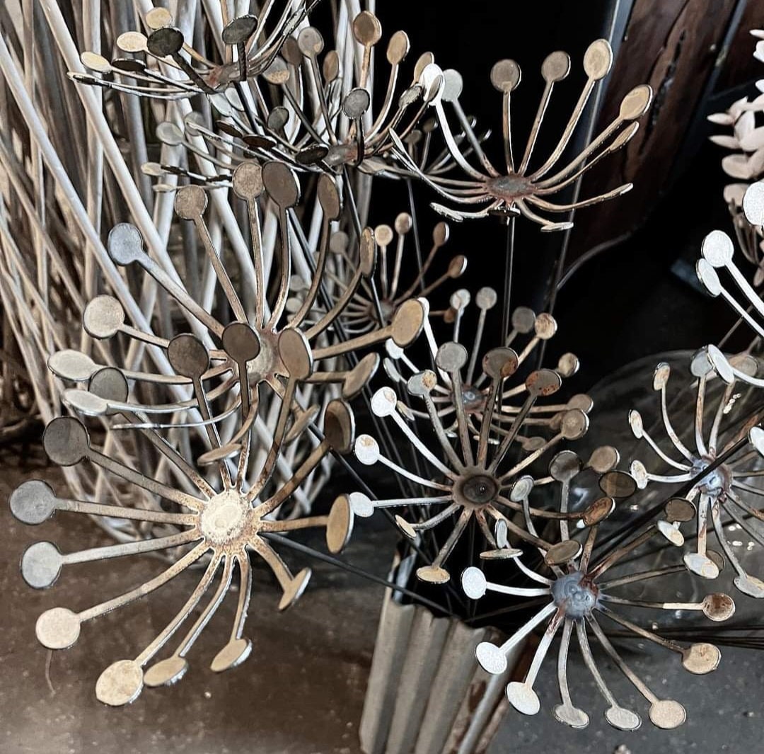 Metal Dandelions 12 inches across 33 inches tall Metal Dandelion Flower