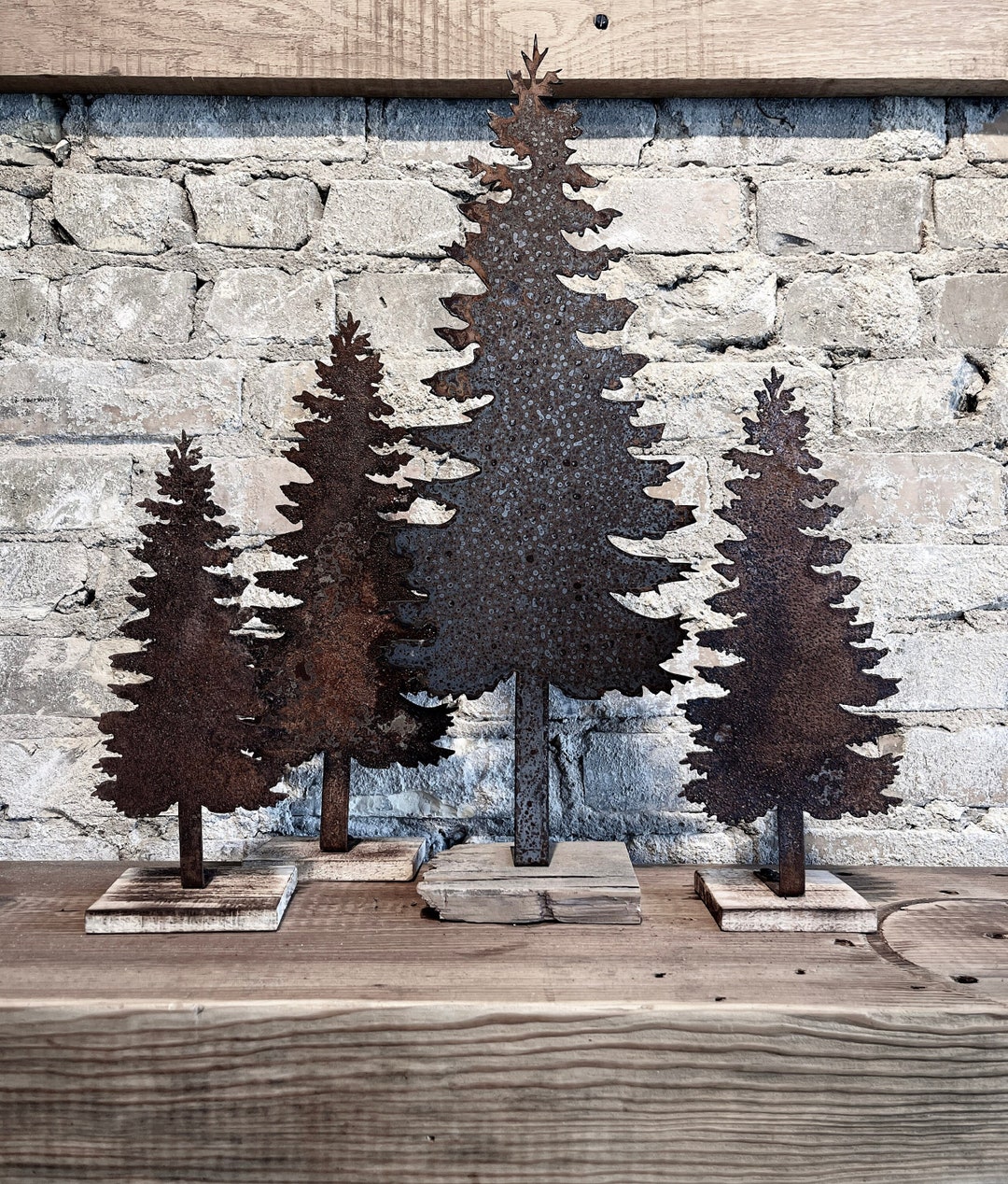 Rustic Metal Tree Decor Rusted Metal Evergreen Tree for Rustic