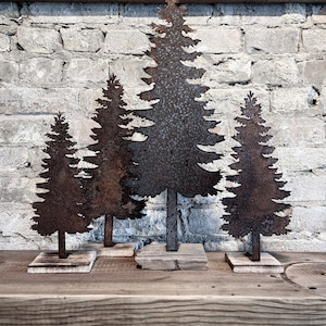 Rusty Metal Evergreen Tree Stand - Available in Multiple Sizes