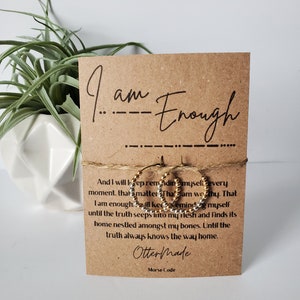 I am enough Morse code bronze hoop earrings