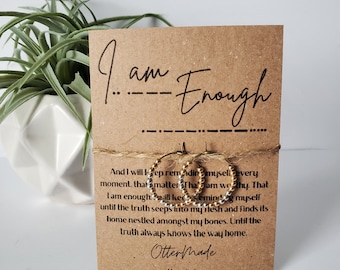 I am enough Morse code bronze hoop earrings