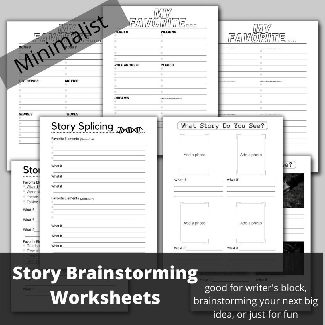 Minimalist Brainstorming Template Helps with Writing Etsy