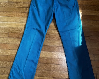 Vintage Levi's Sta-Prest Pants | Bright Blue Polyester Slacks | 70s 80s Retro Trousers | Made in USA | Mod Disco Leisurewear 33” x 30”
