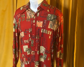 Camisa de fiesta de Miami con un diseño de arte contemporáneo muy original. Talla mediana.
