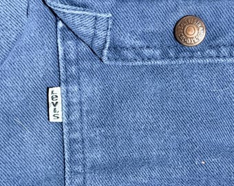 Vintage 70s Levi’s Big E Bush Brush Pants Blue Cotton Flared Bell Bottom Utility 32" x 30"