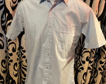Camisa de vestir New Wave vintage de los años 80 para hombre pequeña