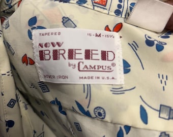 Camisa abstracta vintage de los años 60 Now Breed de Campus M