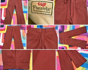 Vintage 70s Levi’s Panatela Gentlemen’s Cut Brown Polyester Flare Pants Bell Bottoms