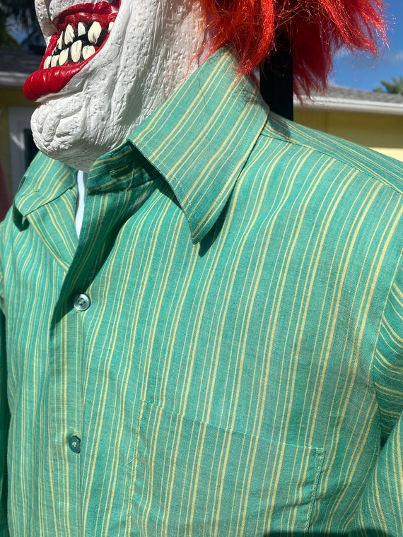 Vintage Sears The Men's Store Green Striped Dress… - image 7