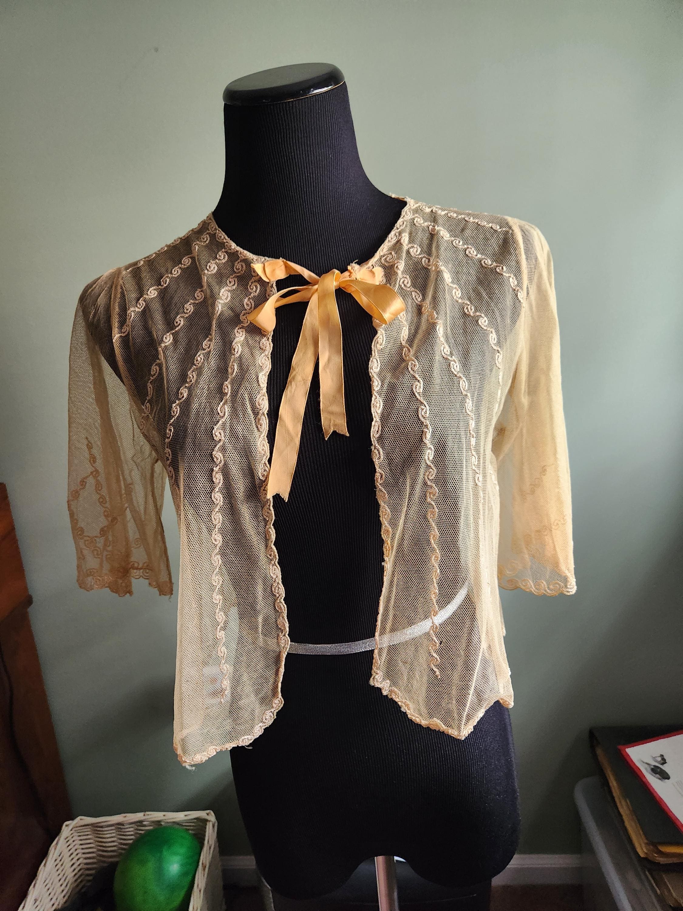 ジャケット・アウター 19th Silk Bed Jacket Size XXS MISS NEW YORKER 1930'S SATIN BED JACKET W FLORALS | eBay