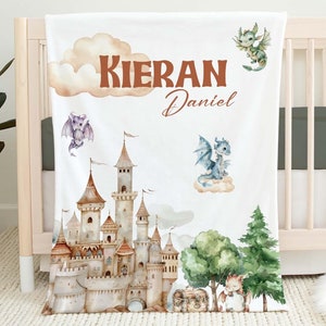 Personalized Dragon Baby Blanket: Fairytale Nursery Decor