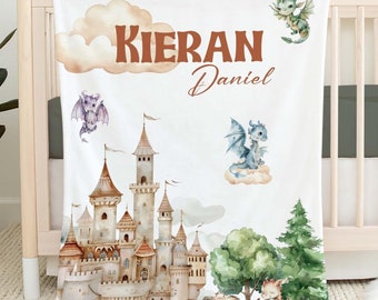 Personalized Dragon Baby Blanket: Fairytale Nursery Decor