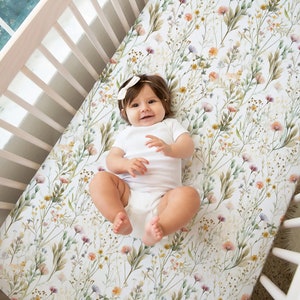 Wildflowers Floral Crib Sheet - Boho Wildflower Nursery - Jersey Knit Crib Bedding - Floral Nursery - Baby Girl Nursery Bedding - Crib Sheet