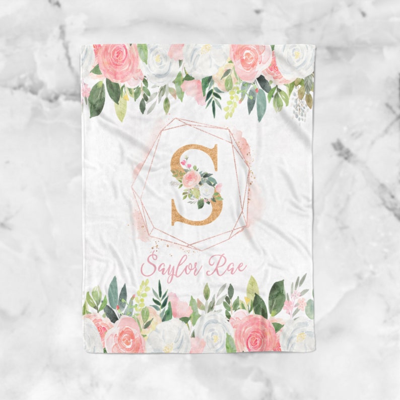 Personalized Floral Pink and White Baby Bedding Set Nursery Etsy