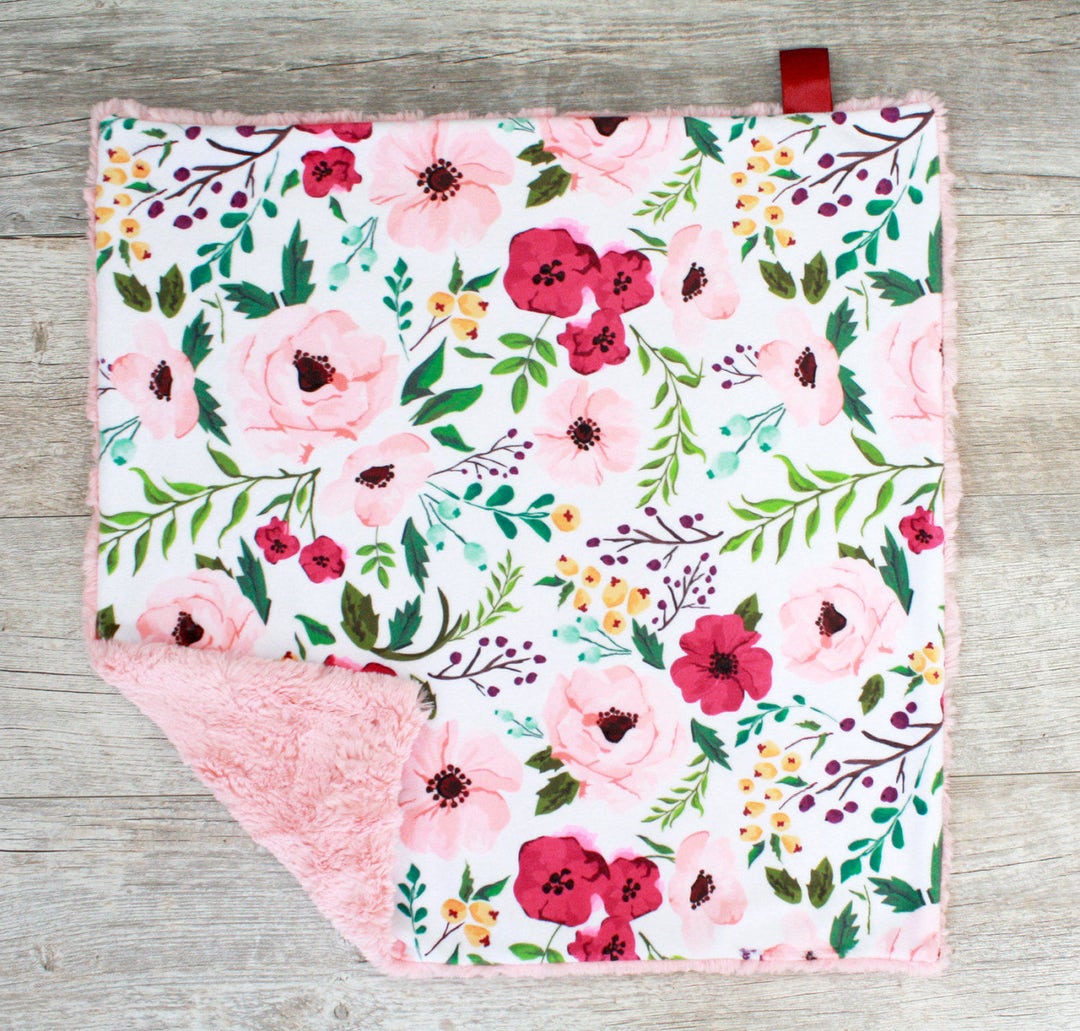 Watercolor Floral Minky Blanket Lovey Size Baby Blanket Etsy