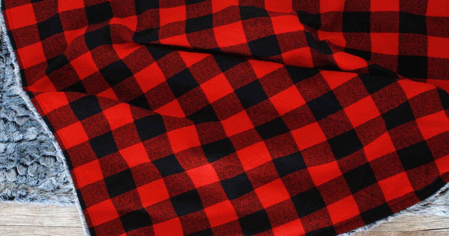 Buffalo Plaid Faux Fur Blanket Red/Black Baby Bedding Baby Etsy