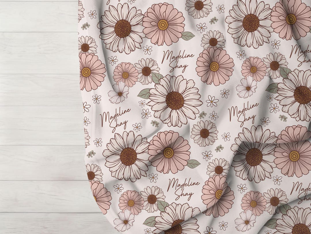 Cute Pink Daisy Pattern Print Hooded Blanket