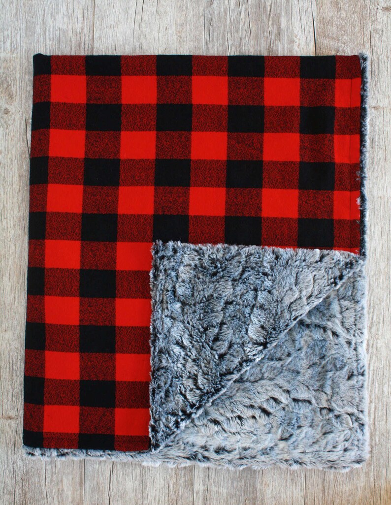 Buffalo Plaid Faux Fur Blanket Red/Black Baby Bedding Baby Etsy
