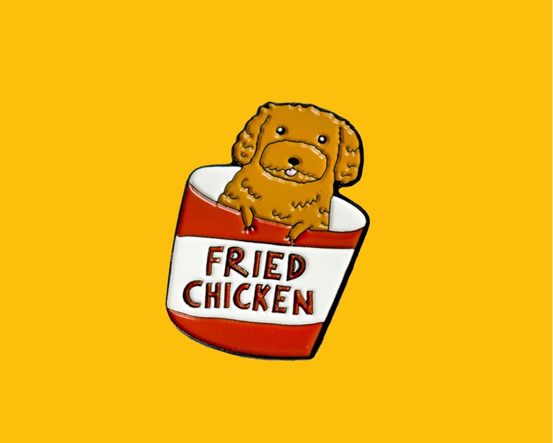 Fried Chicken Puppy Enamel Pin image 1