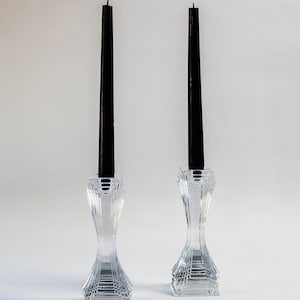 Pair of MIKASA Art Deco lead crystal candelabras