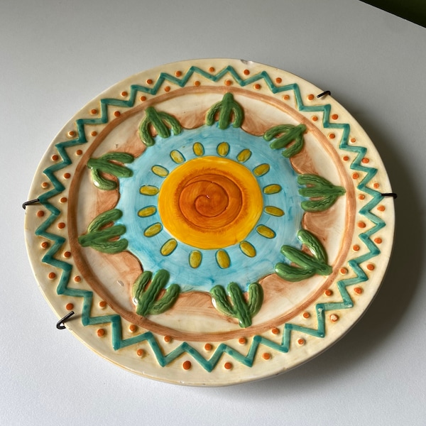 Southwest style ceramic Lotus decorative cactus plate