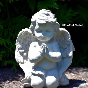 Concrete Angel Statue for Home Décor, Unique Baby Shower, Wedding Gift, Memorial Décor, Indoor-Outdoor Accent for Garden, Mantles, Shelves