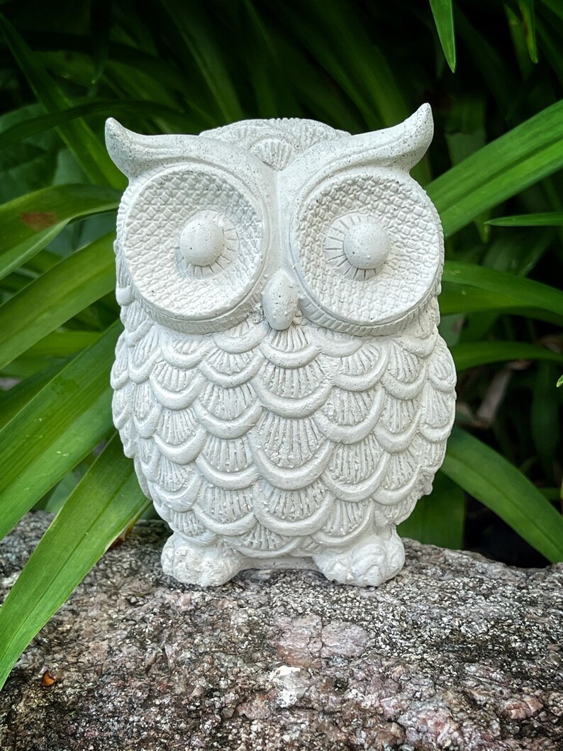 Guardian Owl Concrete Statue Garden Indoor/outdoor Figurine Etsy