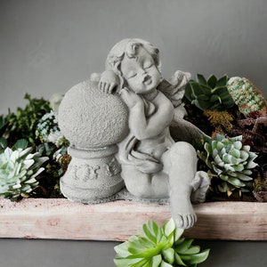 Handmade Baby Angel Concrete Statue for Home Decor Indoor and Outdoor, Handcrafted Home Accent, Gift for Christmas, Angel for Memorials
