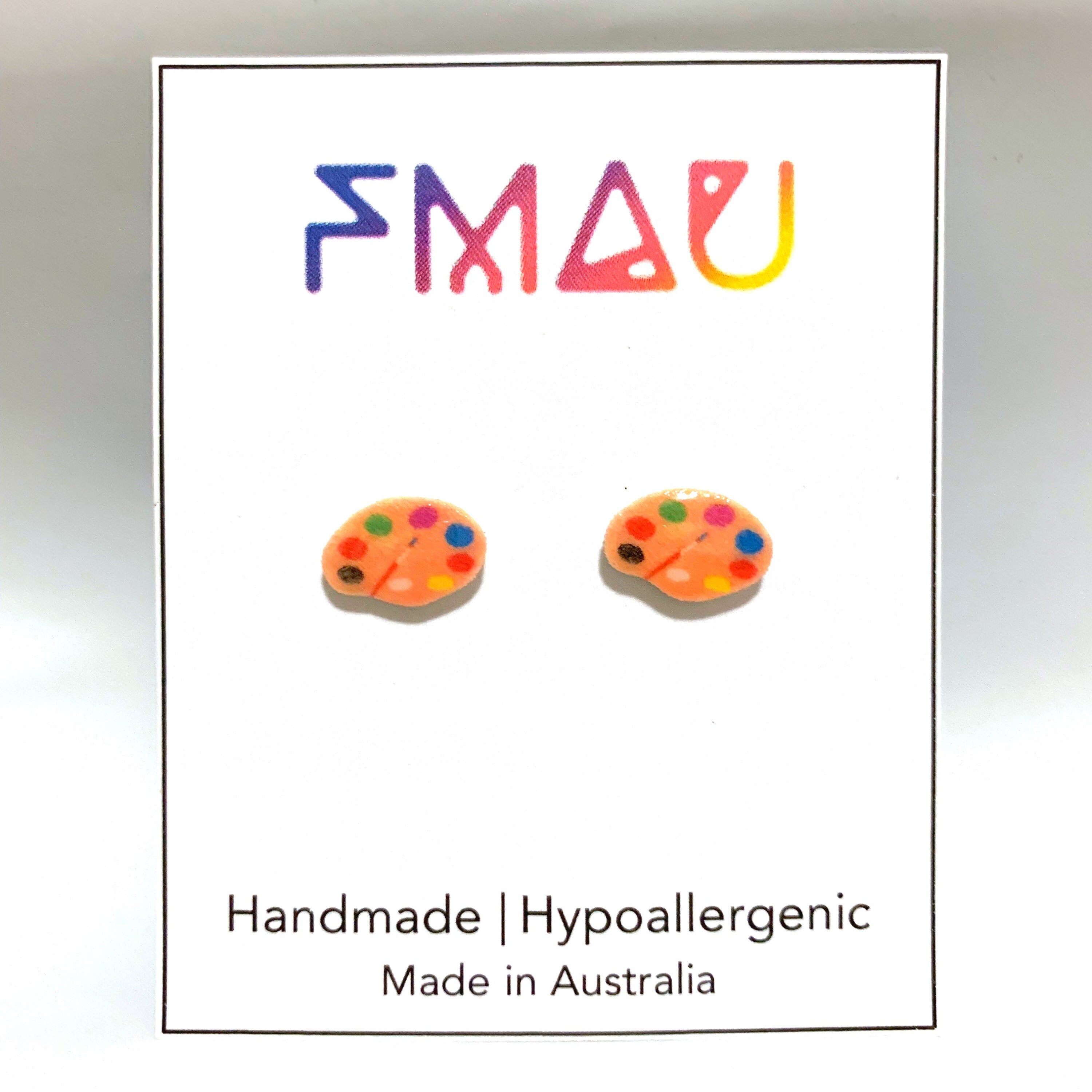 Artist Paint Pallet Handmade Hypoallergenic Stud Earrings Gift Art