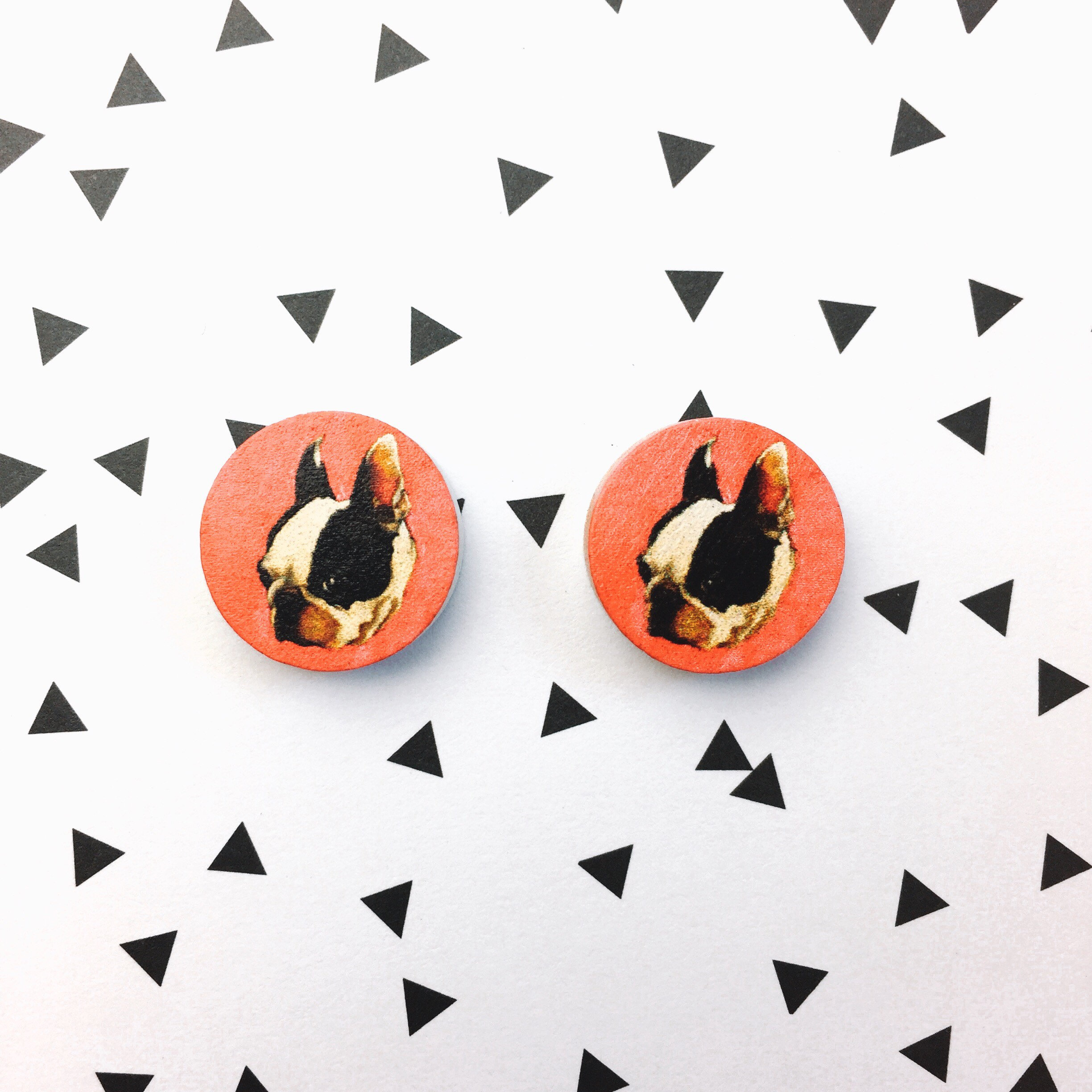 French bulldog wooden handmade hypoallergenic stud ...