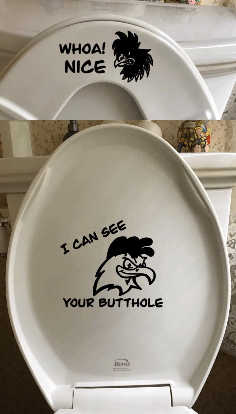 Rooster Toilet Vinyl Decal 2 Sticker Set Gag Gift Etsy