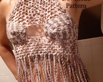 Fringe Crochet halter top Pattern PDF