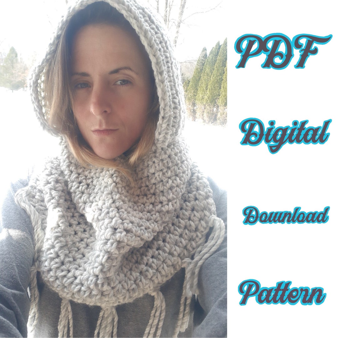 Hooded Cowl Fringe Scarf Crochet Pattern PDF - Etsy