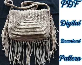 Beaded Fringe Crochet Boho Bag Pattern PDF