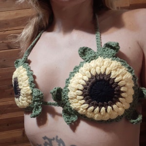 Sunflower Crochet bralette top Pattern PDF image 5
