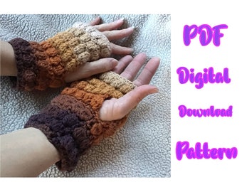 Bobble Crochet Fingerless Gloves Pattern PDF