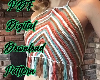 Multi-Color Crochet halter top Pattern PDF